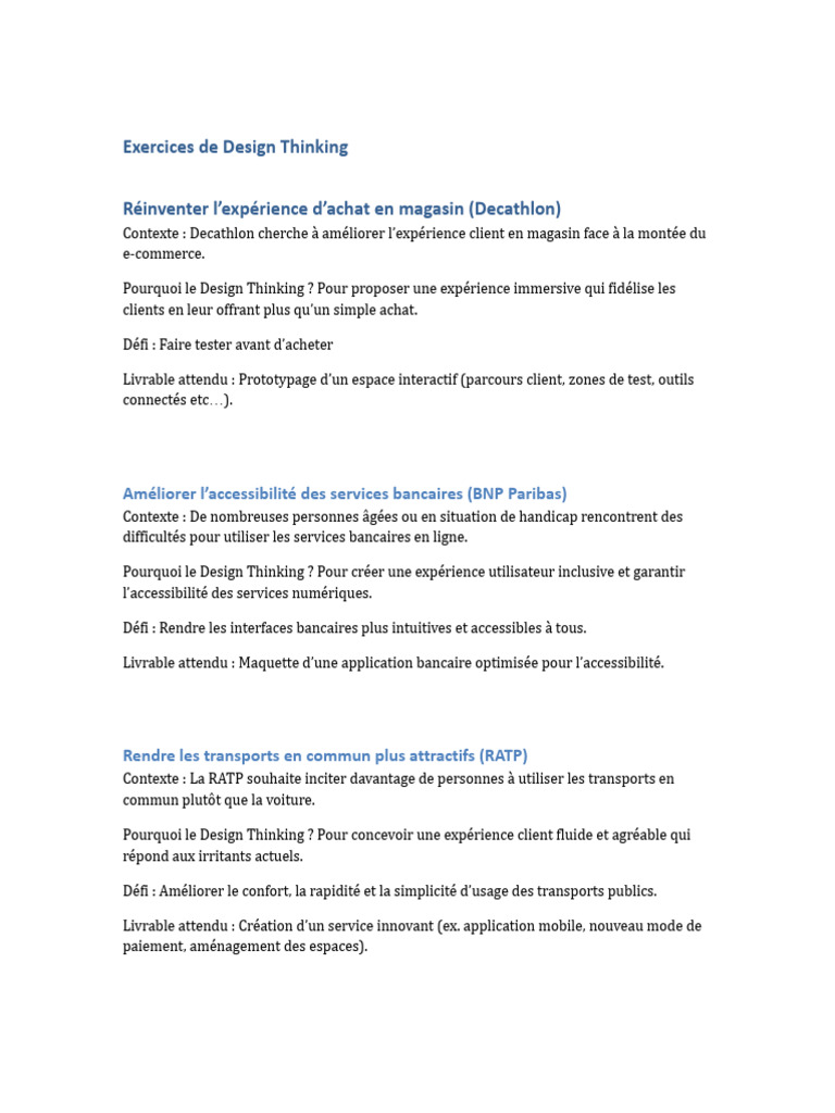 Design Thinking pour l'expérience client | PDF | Réemploi | Design thinking