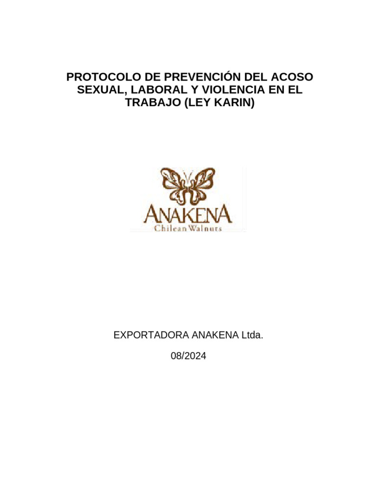Protocolo de Prevencion Del Acoso Sexual, Laboral y Violencia en El ...