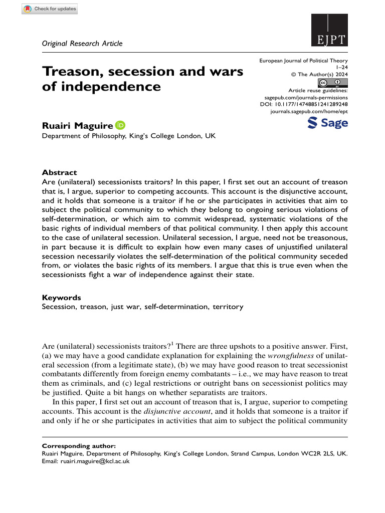 Treason and Unilateral Secession Analysis | PDF | Secession | Secession ...
