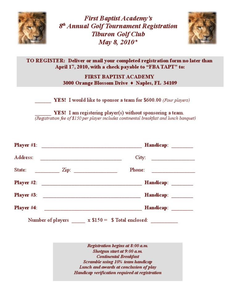 Golfer Registration 2010 APPROVED | PDF | Career & Growth