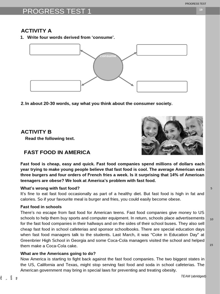 Progress Tests 81113 | PDF | Fast Food | Obesity