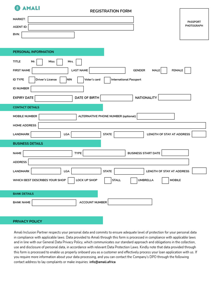 Amali App Registration Form | PDF