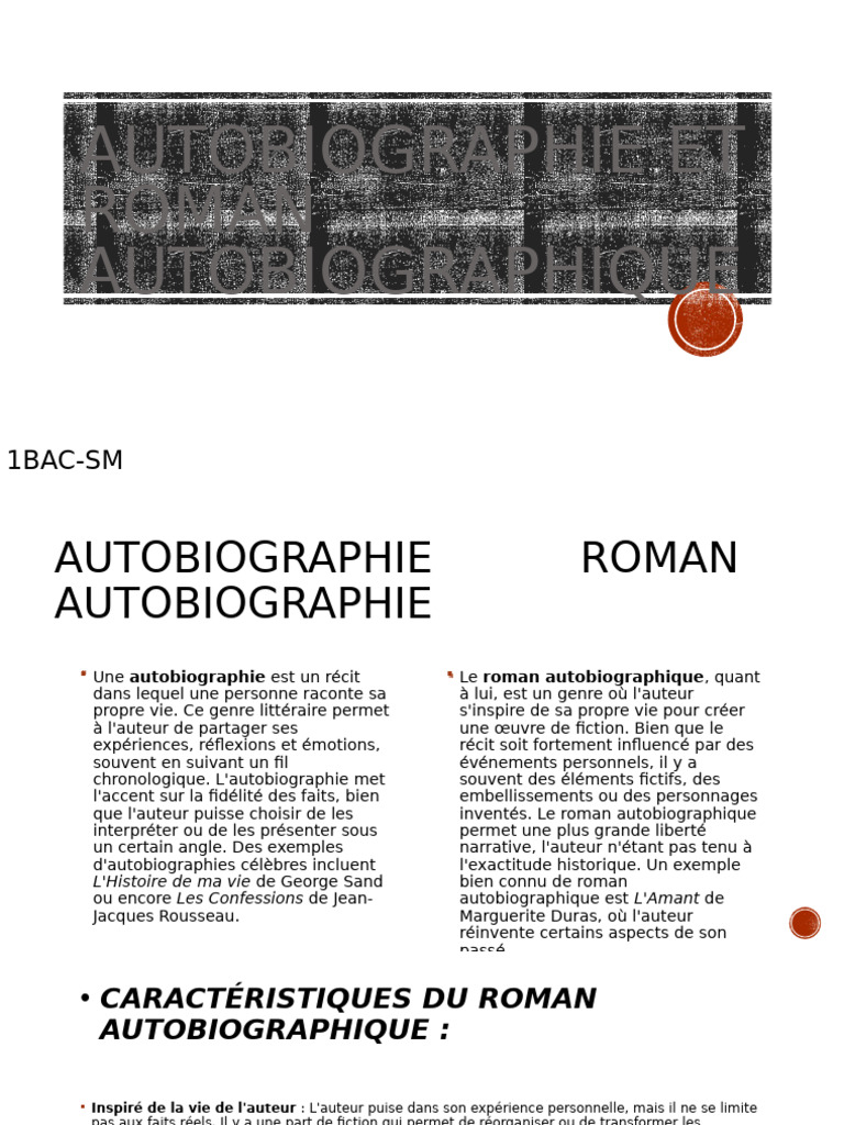 Différences entre autobiographie et roman | PDF | Autobiographies | Romans