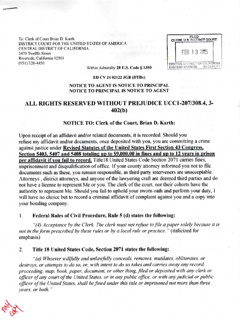 5:24 - CV - 02122 - JGB (DTBX) - JUDICIAL NOTICE: NOTICE OF SUMMARY ...