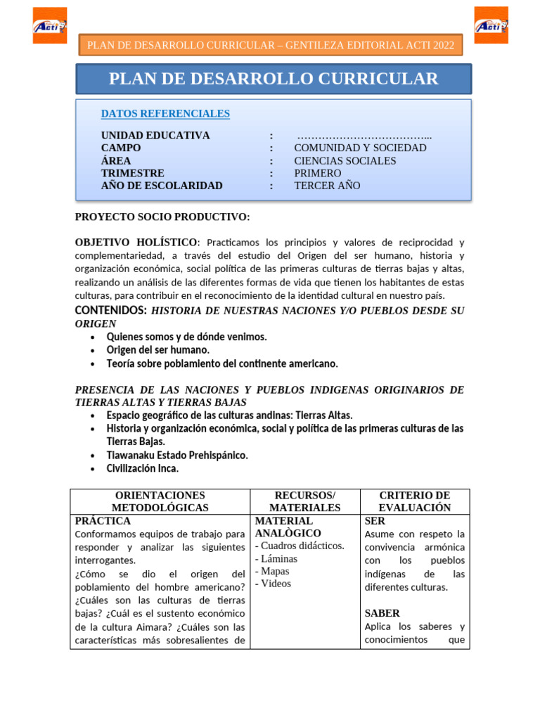 Desarrollo Curricular en Ciencias Sociales | PDF | Plan de estudios ...