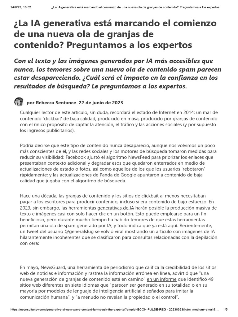 Impacto de la IA en granjas de contenido | PDF | Inteligencia ...