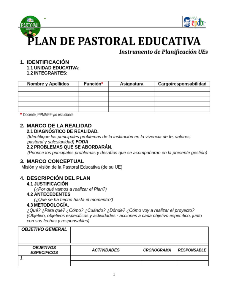 Planificación Pastoral Educativa 2025 | PDF