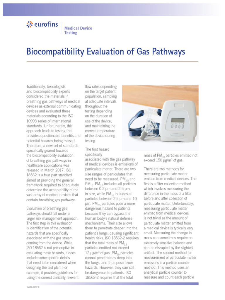 ISO 18562: Evaluating Gas Pathway Safety | PDF | Volatile Organic ...