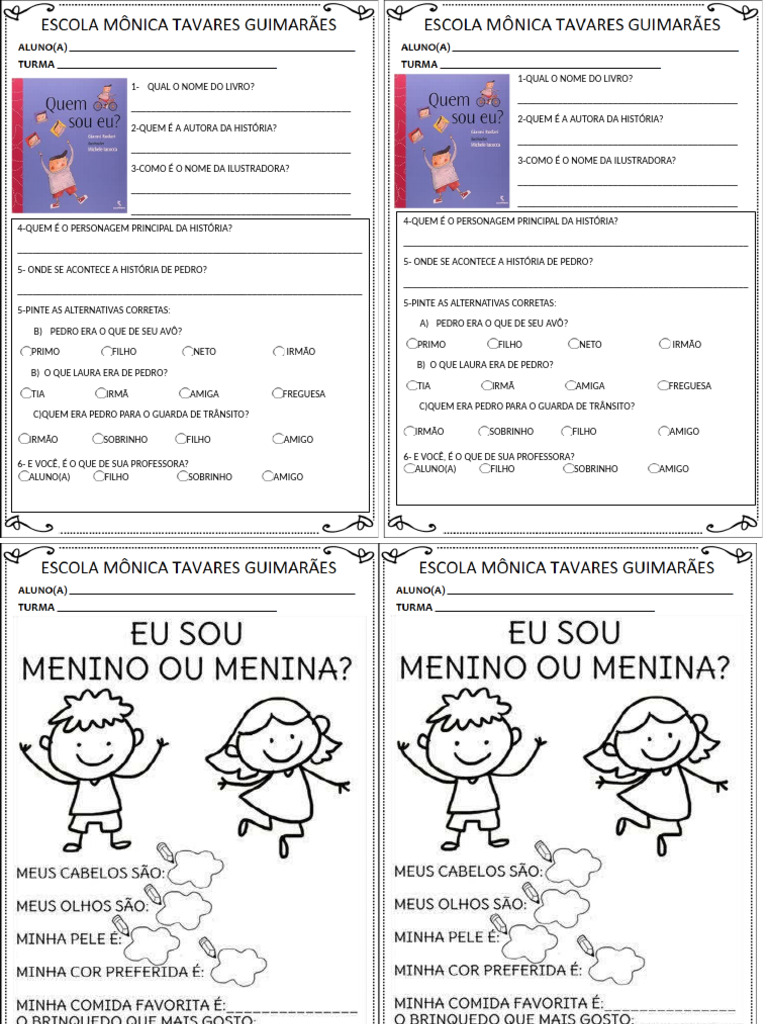 Atividades 1 Ano Identidade | PDF