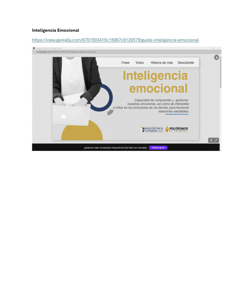 Presentación Genially - Inteligencia Emocional | PDF