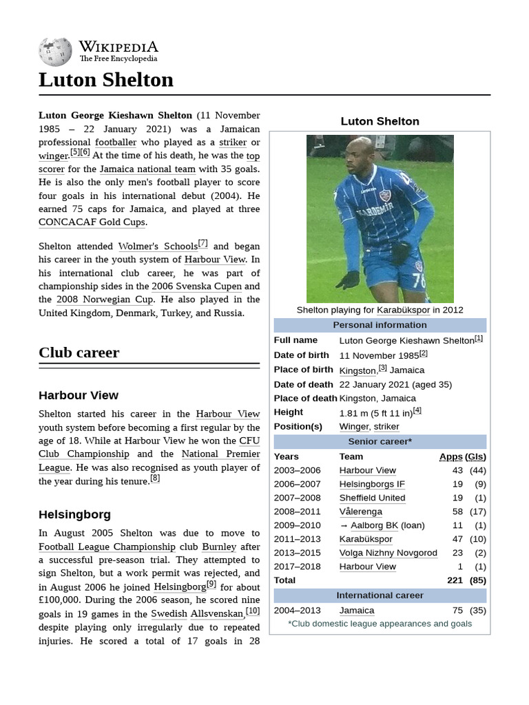 Luton Shelton: Jamaica's Top Scorer | PDF | Association Football ...