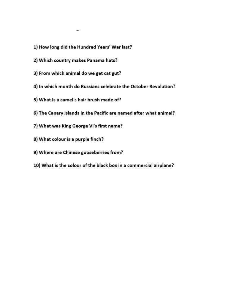 Trick Questions and Answers Quiz | PDF
