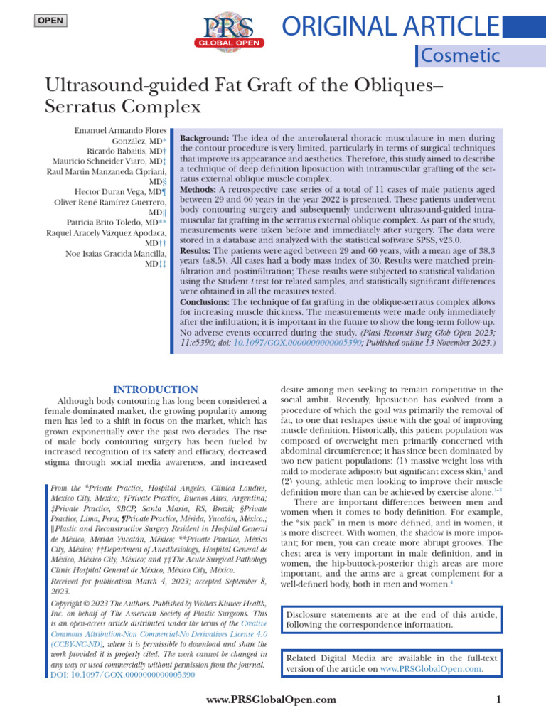 Male Body Contouring with Fat Grafting | PDF