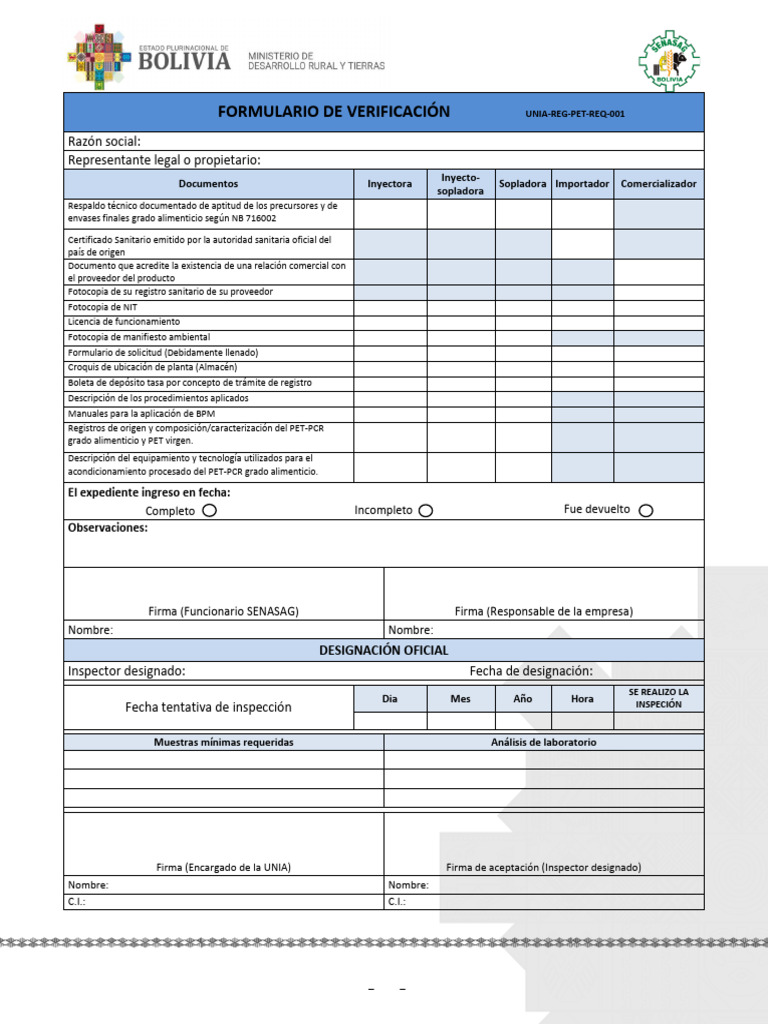 Verificación de Productos PET grado alimenticio | PDF