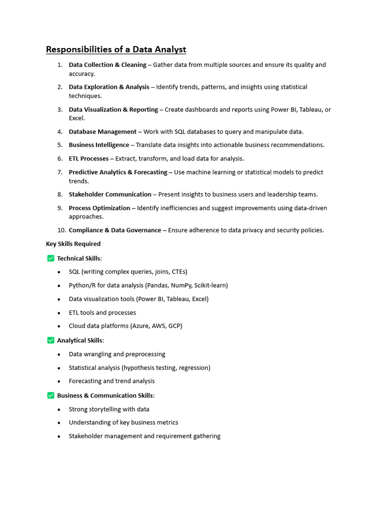 DataAnalytics Role | PDF | Data Analysis | Analytics