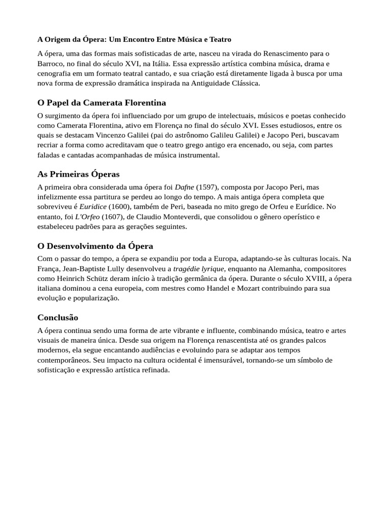 Origem Da Opera | PDF
