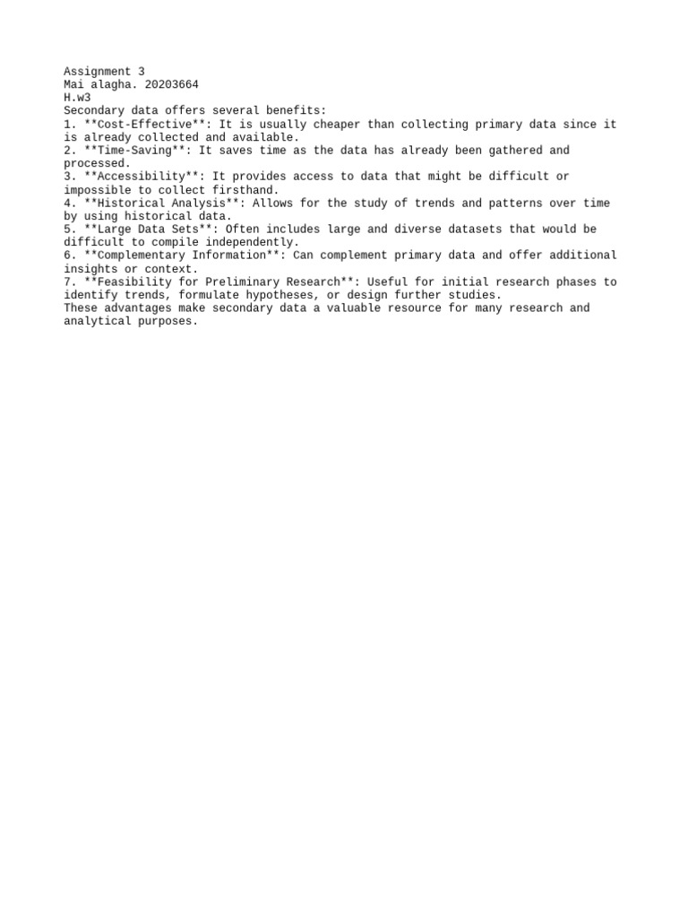 Advantages of Secondary Data Analysis | PDF