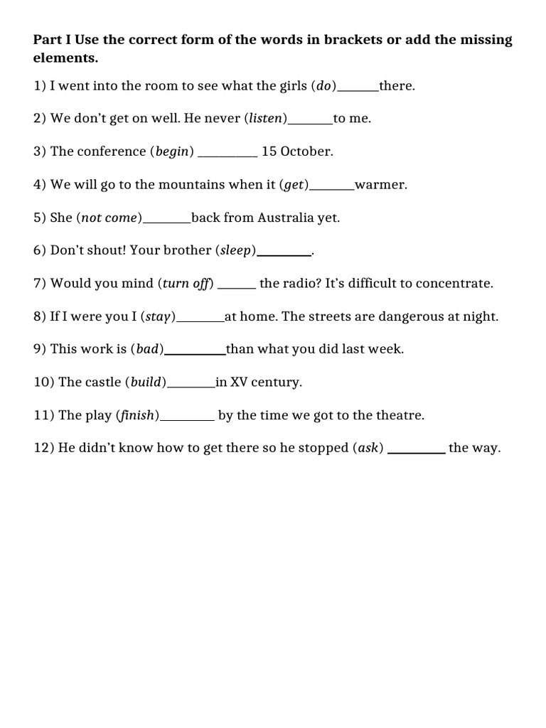 English Grammar Exercises for Beginners | PDF