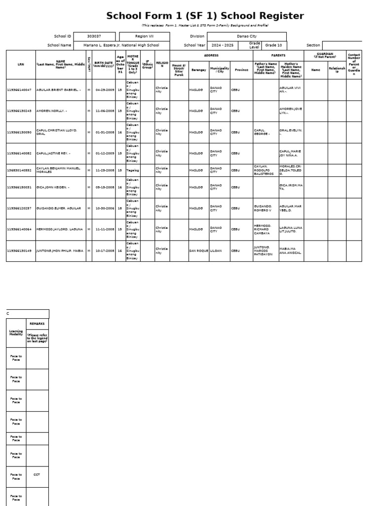 Sf1 2024 grade 10 year iv c pdf