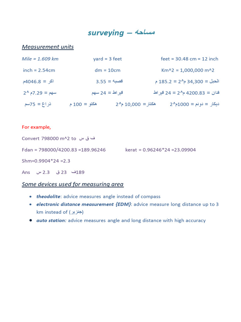 Measuring Area and Levelling Techniques | PDF | Area | Mathematics