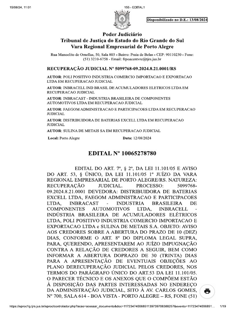 Doc. 02 Edital 2 Relação e PRJ | PDF