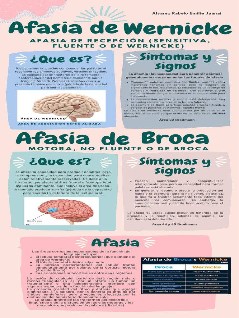 Síntomas y tipos de afasia: Wernicke y Broca | PDF | Afasia | Neurología