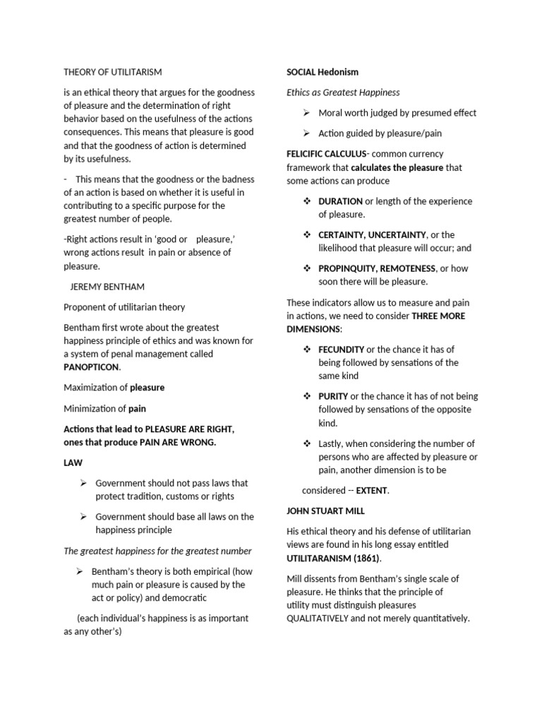Ethics theories | PDF | Utilitarianism | Pleasure
