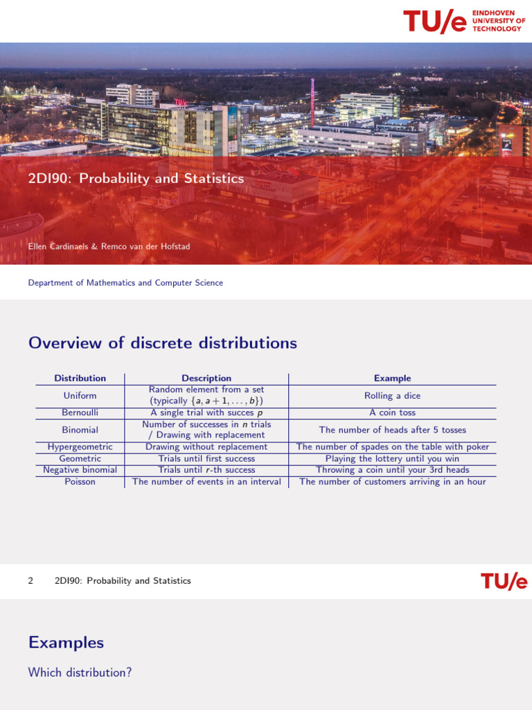 Discrete and Continuous Distributions Overview | PDF | Probability ...