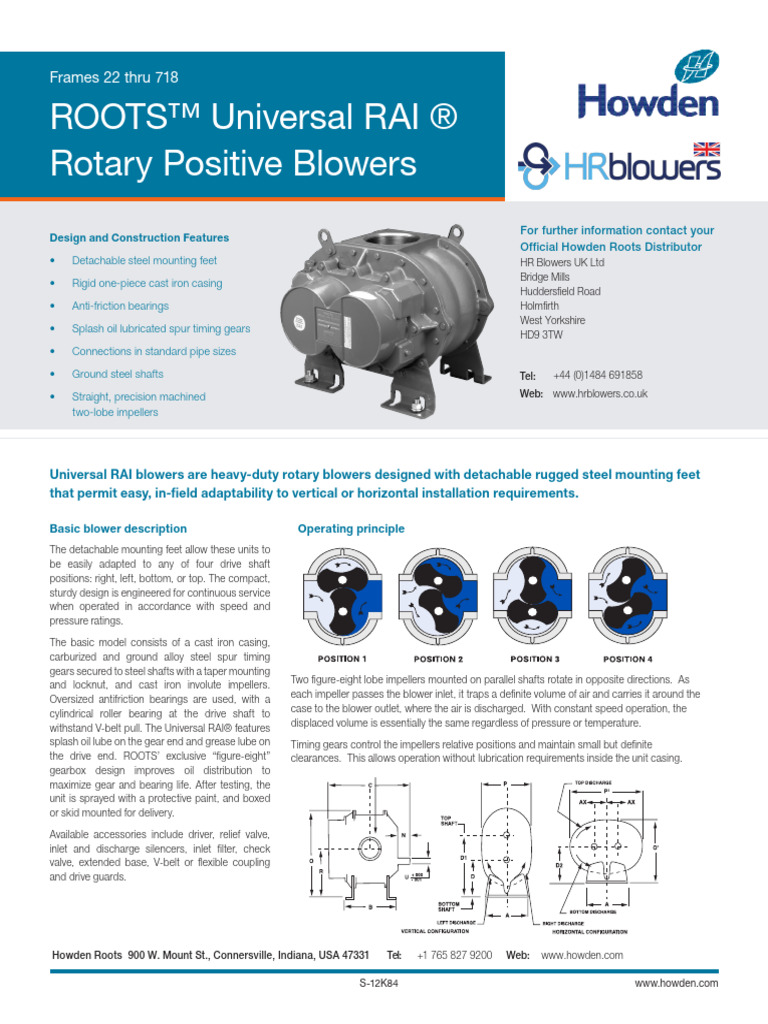 Universal RAI Rotary Blower Overview | PDF | Bearing (Mechanical) | Gear