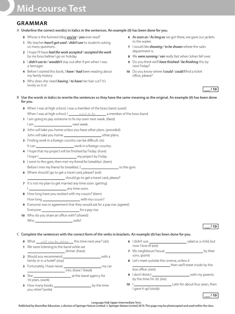 Upper Intermediate Language Test | PDF | Banks