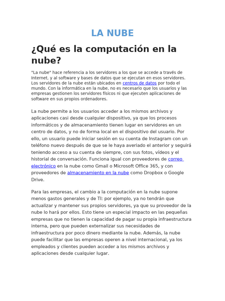 Diferencias entre nube y virtualización | PDF | Computación en la nube ...