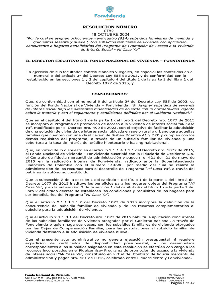 Asignación de Subsidios de Vivienda Mi Casa Ya | PDF | Ley común | Justicia
