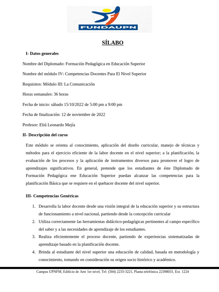Competencias Docentes en Educación Superior | PDF | Plan de estudios ...