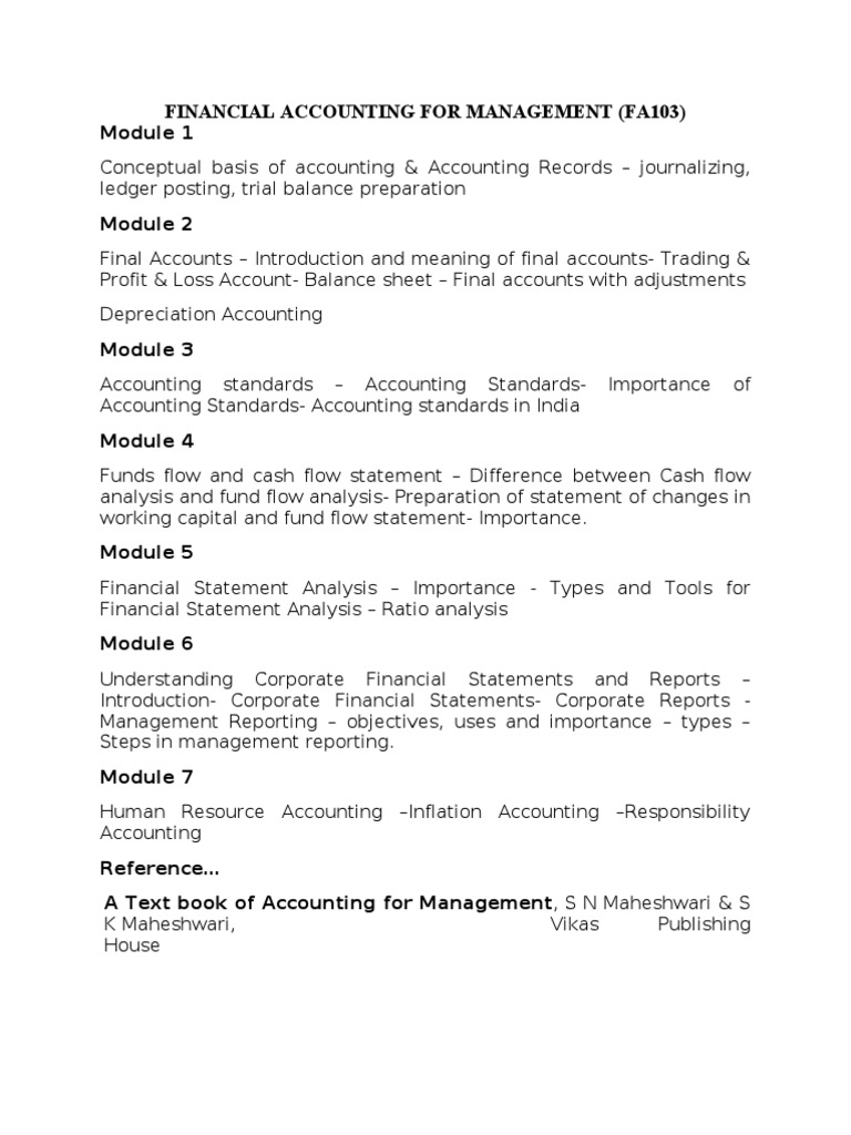 Financial Accounting Course Modules | PDF