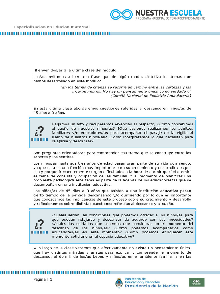 Descanso en niños de 0 a 3 años | PDF | Dormir | Escuelas