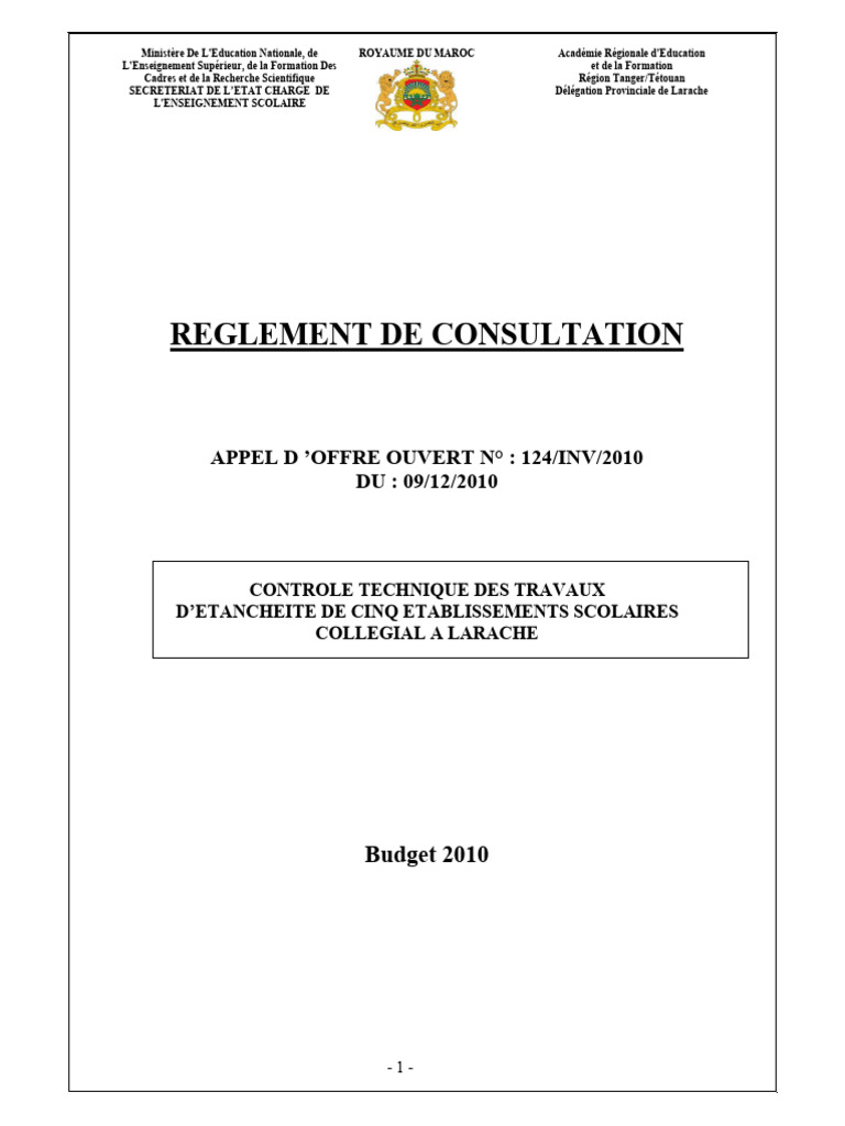 Contrôle Technique Étanchéité Larache | PDF