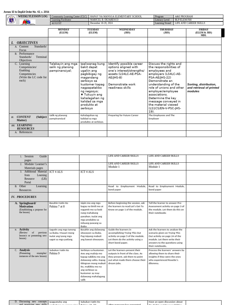 life and career skills | PDF | Learning | Cognition
