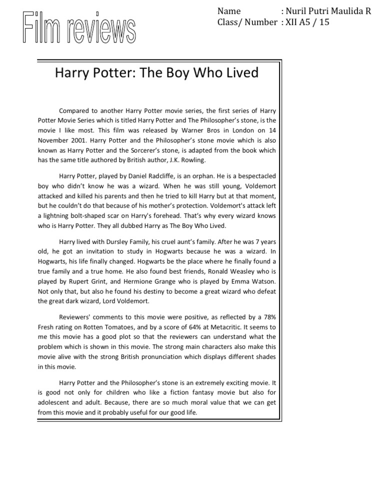 Review Text Harry Potter and the Philosopher's Stone