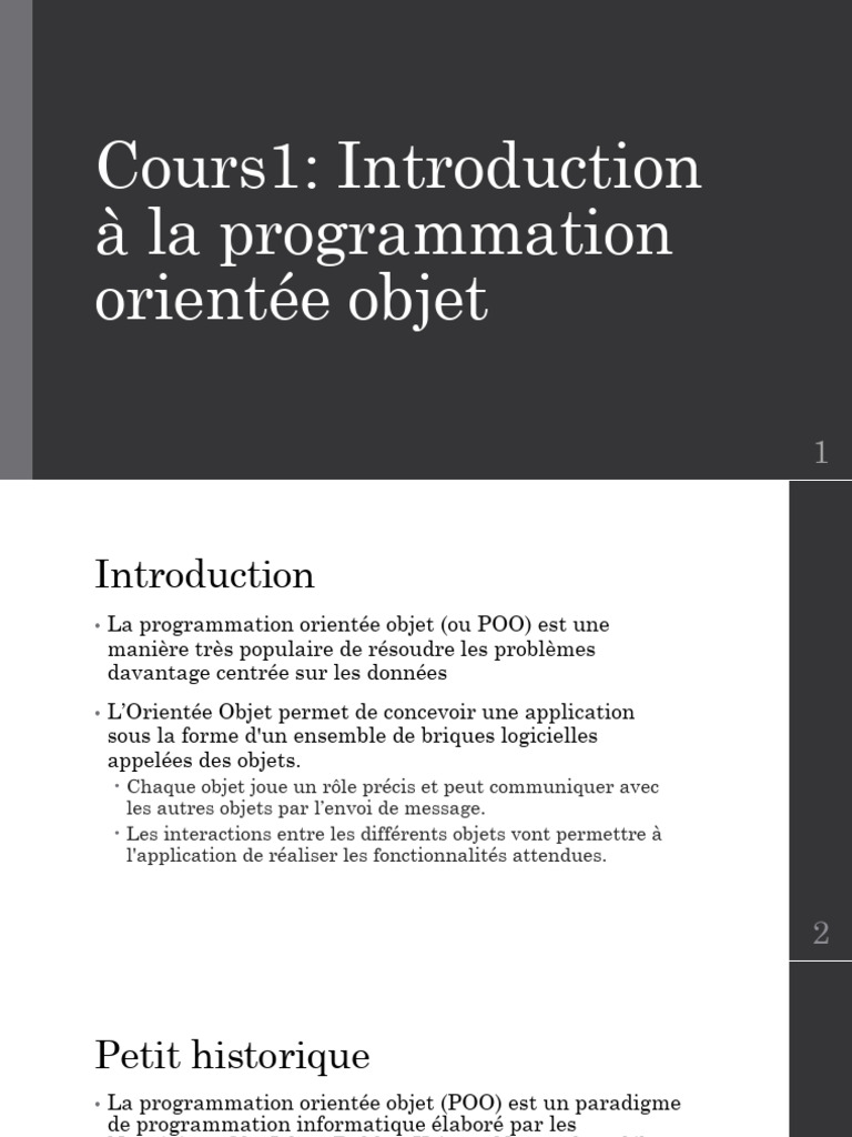 Introduction à la programmation orientée objet | PDF | Programmation ...
