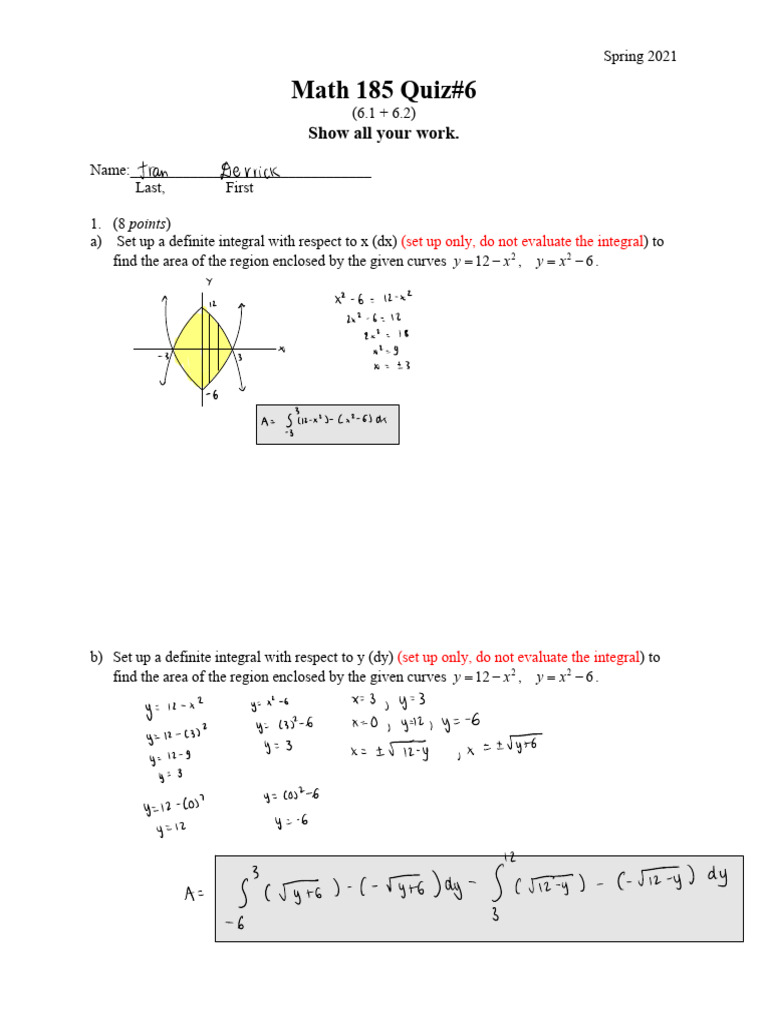 Math 185 Spring 2021 Quiz #6 Setup | PDF | Mathematical Analysis ...