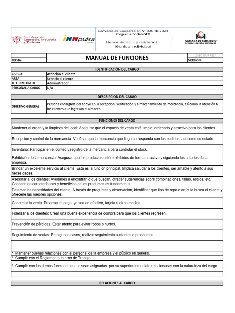 Funciones y Responsabilidades de Atención al Cliente | PDF | Business ...