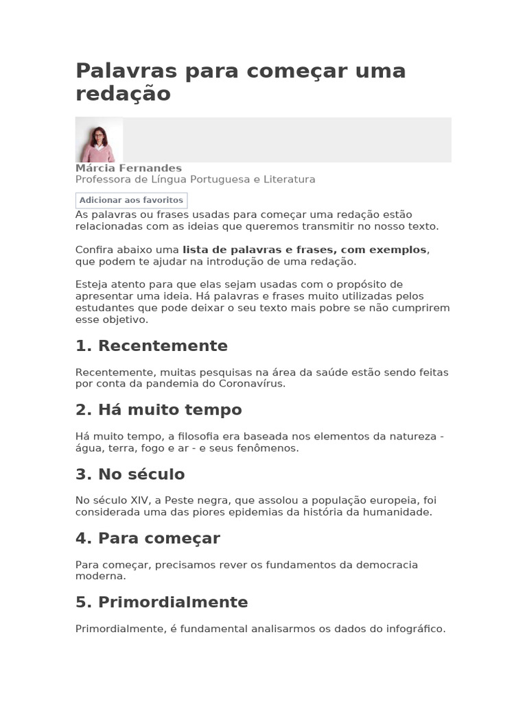 Palavras para Iniciar uma Redação | PDF | Brasil | Ambiente natural