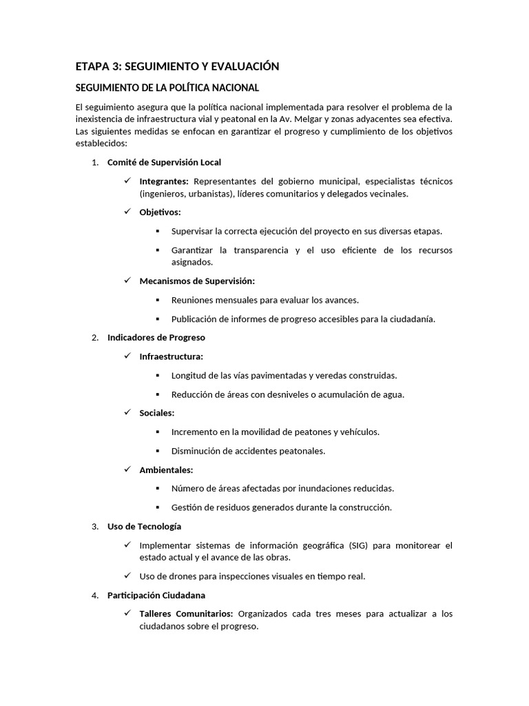 Seguimiento y Evaluación de Infraestructura Vial | PDF | Sistema de ...