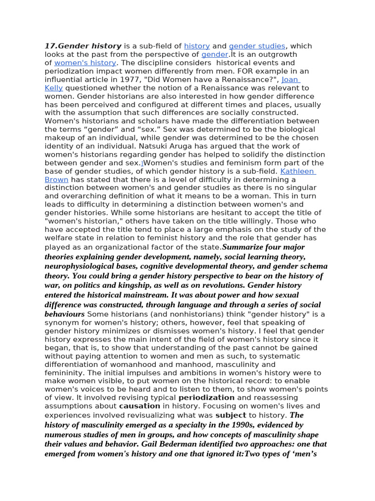 Gender History | PDF