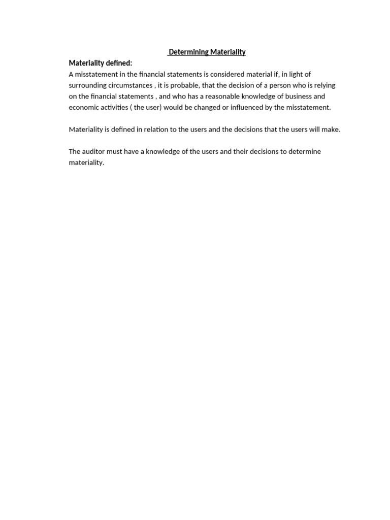 Materiality Notes | PDF | Audit | Business Economics