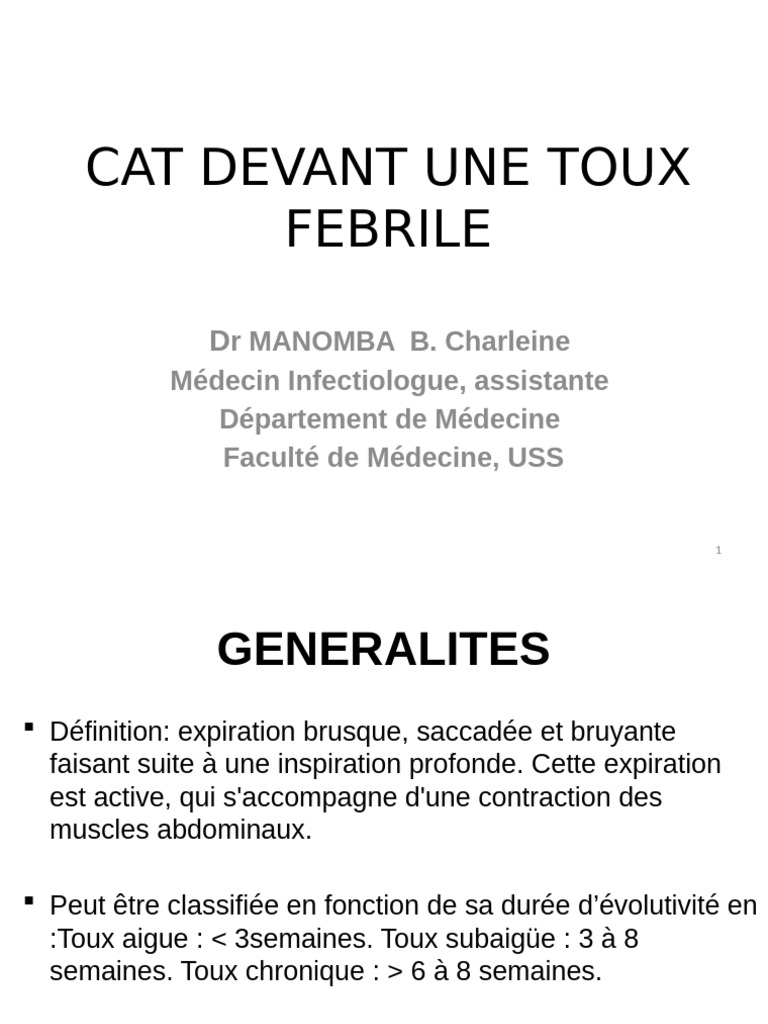 Toux Fébrile Diagnostic et Étiologies PDF Pneumonie Immunologie — free download