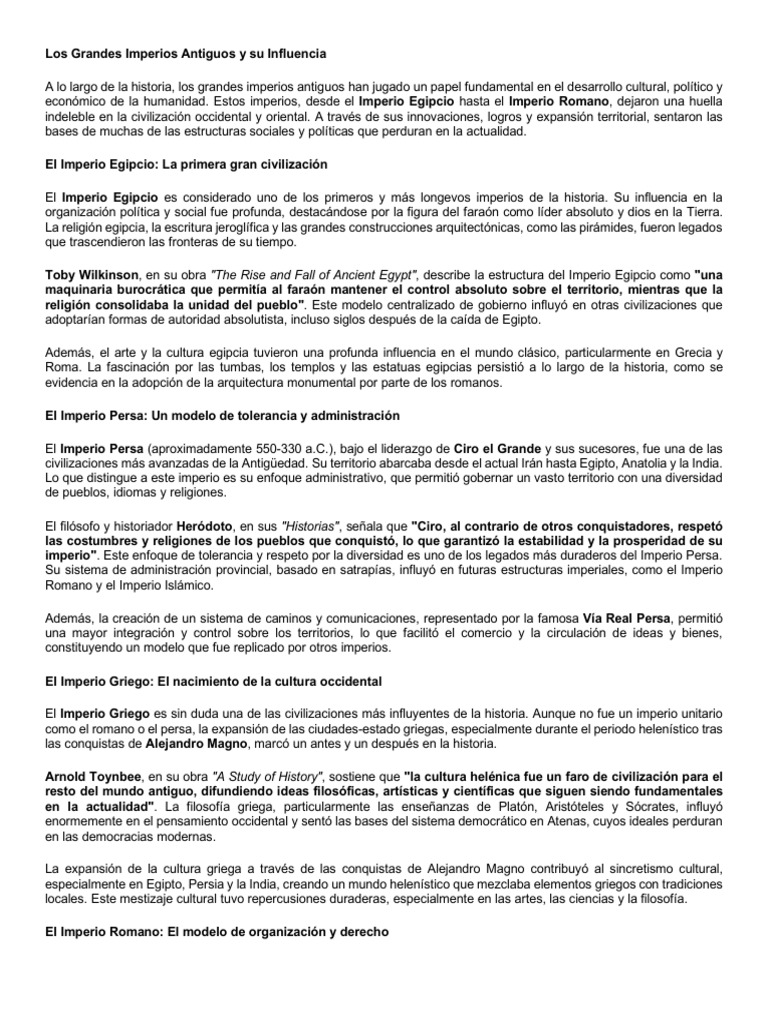 Los Grandes Imperios Antiguos y Su Influencia | PDF | imperio Romano ...