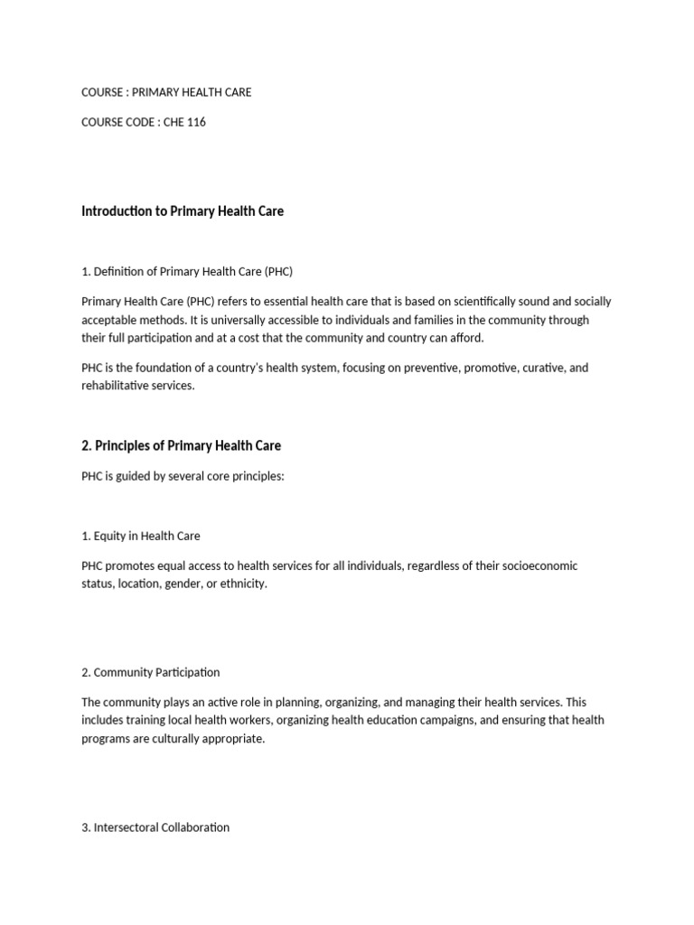 Introduction to Primary Health Care | PDF | Health Care | Public Health