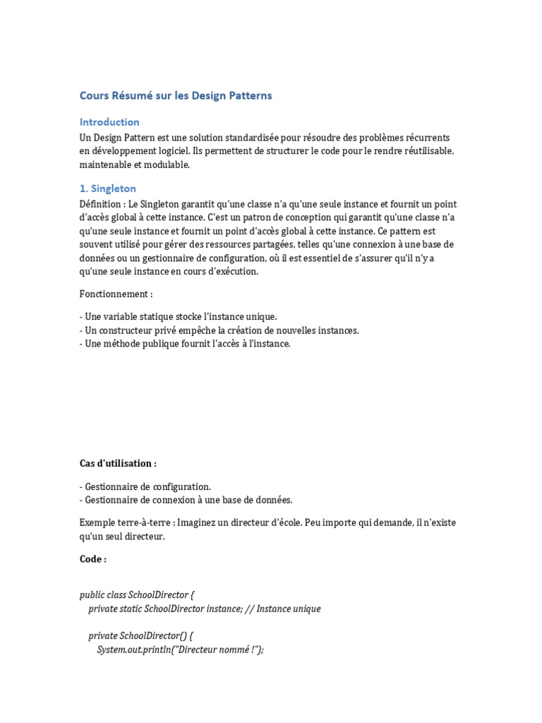 Résumé des Design Patterns en Java | PDF | Interface (Informatique ...