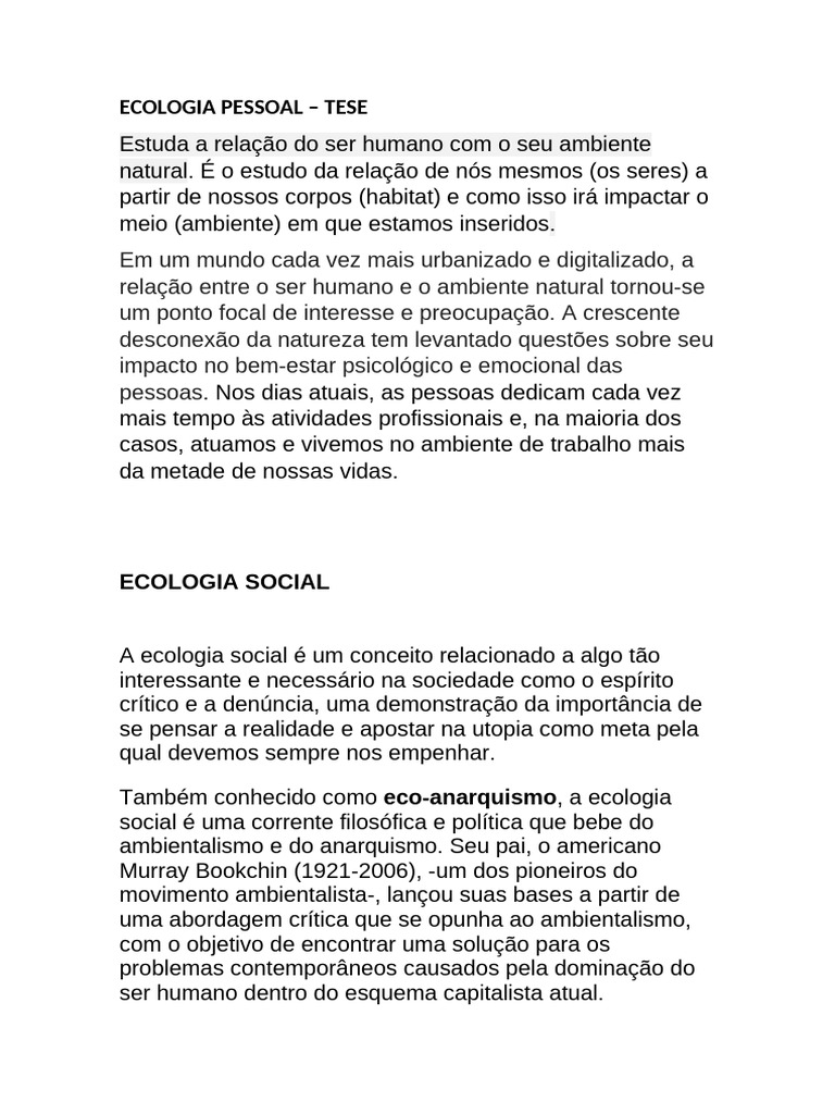 Ecologia | PDF | Ambiente natural | Ecologia